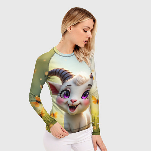 Женский рашгард Козлёнок на лугу / 3D-принт – фото 3