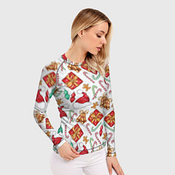 Рашгард женский Новогодний паттерн 2025, цвет: 3D-принт — фото 2