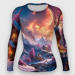 Рашгард женский Fantasy river village, цвет: 3D-принт