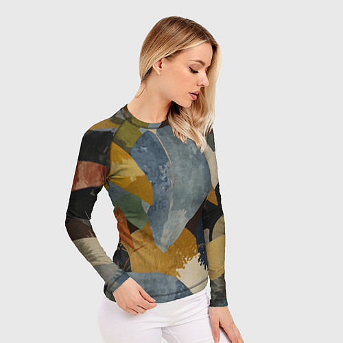 Женский рашгард Акварельные листья абстракция / 3D-принт – фото 3