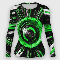 Рашгард женский Чёрно-зелёная сфера киберпанк, цвет: 3D-принт