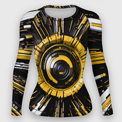 Рашгард женский Чёрно-жёлтая сфера киберпанк, цвет: 3D-принт