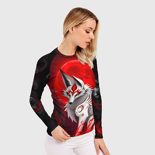 Женский рашгард Японская белая лиса / 3D-принт – фото 3