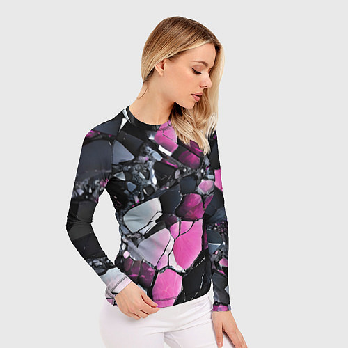 Женский рашгард Чёрно-розовый камень / 3D-принт – фото 3