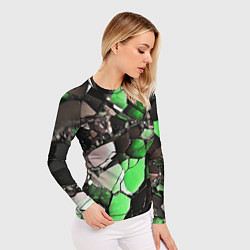 Рашгард женский Чёрно-зелёный камень, цвет: 3D-принт — фото 2