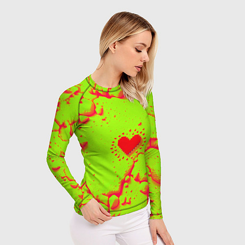 Женский рашгард Сердечко на кислотном фоне / 3D-принт – фото 3
