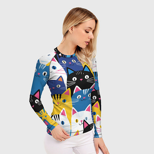 Женский рашгард Много цветных котиков / 3D-принт – фото 3