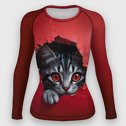Рашгард женский Выглядывающий котик, цвет: 3D-принт