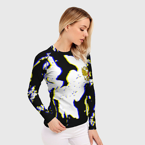 Женский рашгард Россия герб глитч / 3D-принт – фото 3