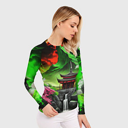 Рашгард женский Водопад японии и природа, цвет: 3D-принт — фото 2