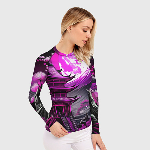 Женский рашгард Япония гора в фиолетовом свете / 3D-принт – фото 3