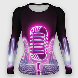 Рашгард женский Розовый неоновый микрофон, цвет: 3D-принт
