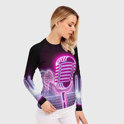 Женский рашгард Розовый неоновый микрофон / 3D-принт – фото 3