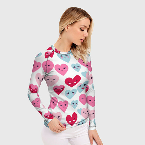 Женский рашгард Сердечки-смайлики / 3D-принт – фото 3