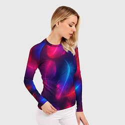 Рашгард женский Вспыхивающие перья - неоновое свечение, цвет: 3D-принт — фото 2