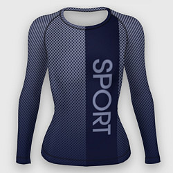 Рашгард женский Sport тёмно-синий вертикальная полоса, цвет: 3D-принт