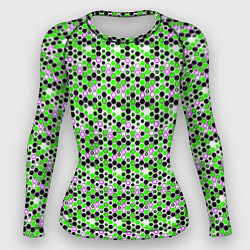 Рашгард женский Киберпанк шестиугольники зелёные, цвет: 3D-принт