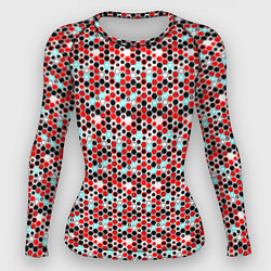 Рашгард женский Киберпанк шестиугольники красные, цвет: 3D-принт