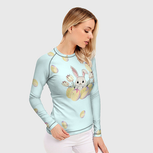 Женский рашгард Кролик радостный с яйцами / 3D-принт – фото 3