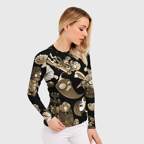 Женский рашгард Растения против зомби в бежевом цвете / 3D-принт – фото 3