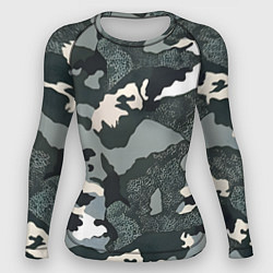 Рашгард женский Темно зеленый камуфляж, цвет: 3D-принт