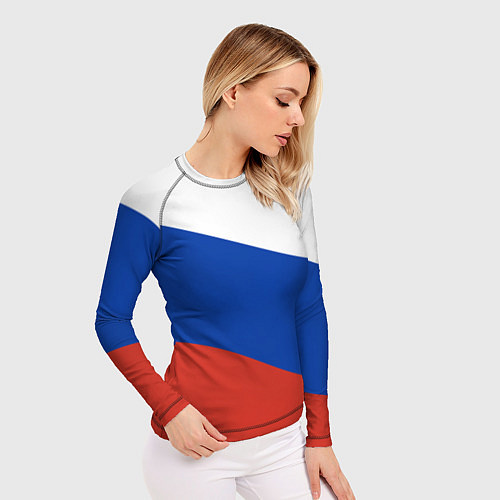 Женский рашгард Флаг России волной / 3D-принт – фото 3