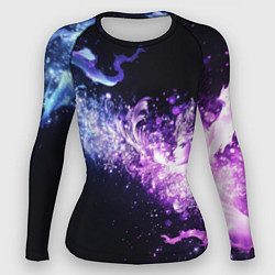 Рашгард женский Фиолетово-синяя абстрактная волна, цвет: 3D-принт
