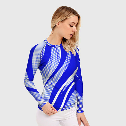Женский рашгард Абстрактный синий полосатый / 3D-принт – фото 3