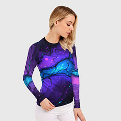 Рашгард женский Синяя звездная полоса в плите текстура, цвет: 3D-принт — фото 2