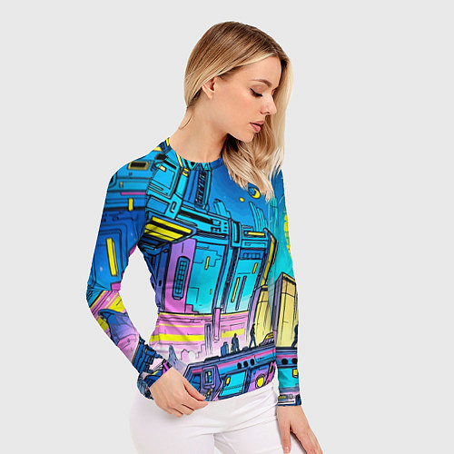 Женский рашгард Космический город / 3D-принт – фото 3