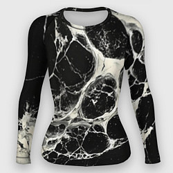 Рашгард женский Бело-черная потертая текстура, цвет: 3D-принт
