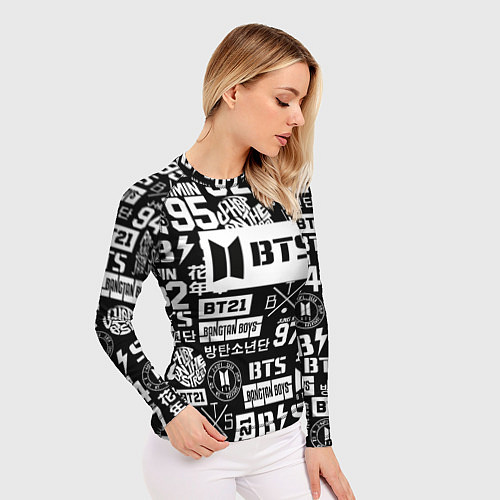 Женский рашгард Bangtan Boys pattern black / 3D-принт – фото 3