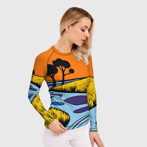 Женский рашгард Пейзаж с фантастической природой / 3D-принт – фото 3