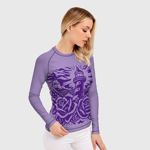 Женский рашгард Маяк с розами и корабли / 3D-принт – фото 3