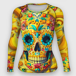 Женский рашгард Красочный летний паттерн с черепом - нейроарт