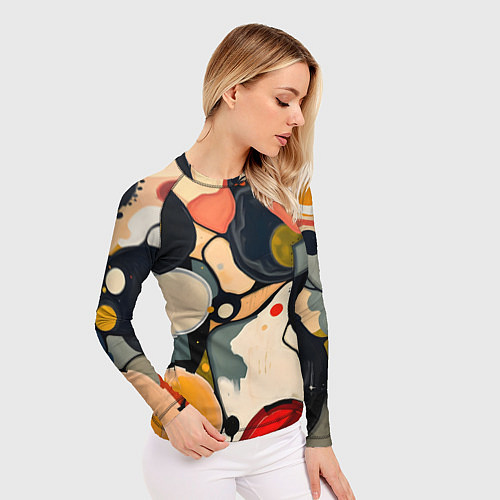 Женский рашгард Абстракция с кругами и краской / 3D-принт – фото 3