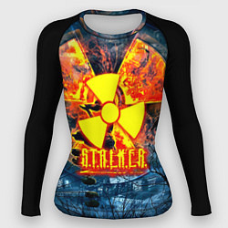 Рашгард женский Stalker огненное лого чернобыль, цвет: 3D-принт