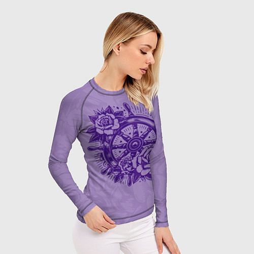 Женский рашгард Штурвал в розах / 3D-принт – фото 3