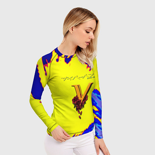 Женский рашгард Cyberpunk краски неоновые / 3D-принт – фото 3