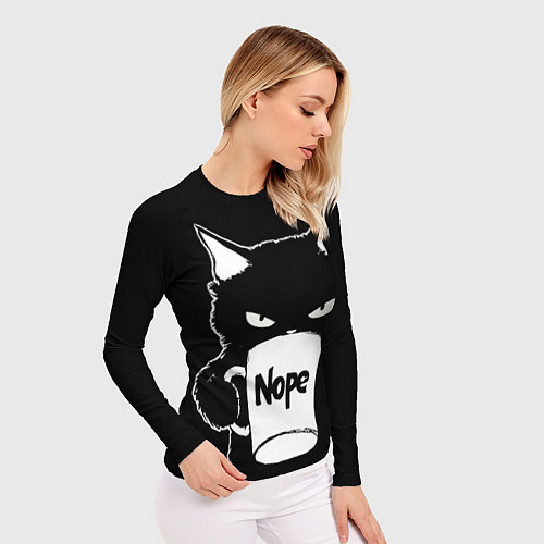 Женский рашгард Angry black cat nope / 3D-принт – фото 3