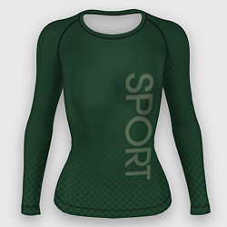 Рашгард женский Sport тёмно-зелёный текстурный, цвет: 3D-принт