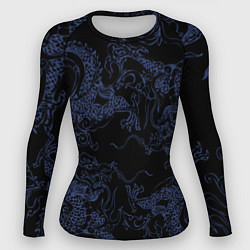 Рашгард женский Синий дракон на черном, цвет: 3D-принт