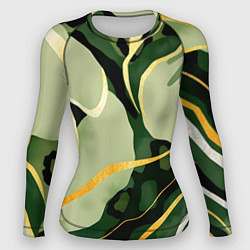 Рашгард женский Зеленый природный паттерн, цвет: 3D-принт