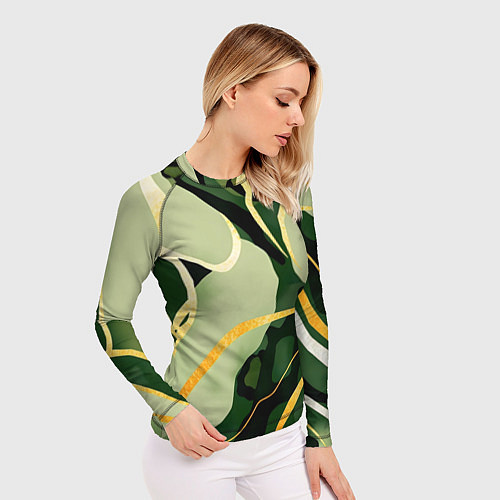 Женский рашгард Зеленый природный паттерн / 3D-принт – фото 3