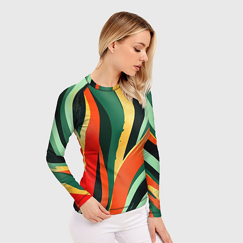 Женский рашгард Тропическая жаркая абстракция / 3D-принт – фото 3