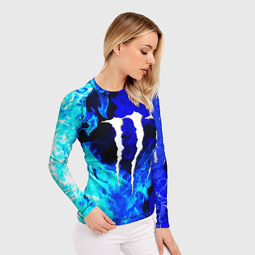 Женский рашгард Monster energy синий дым / 3D-принт – фото 3