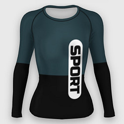 Рашгард женский Sport чёрно-синий с белым, цвет: 3D-принт