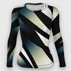 Рашгард женский Чёрно-белый с синим затемнением полосы, цвет: 3D-принт