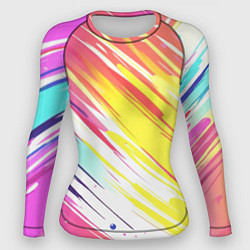 Рашгард женский Брызги краски на белом фоне, цвет: 3D-принт