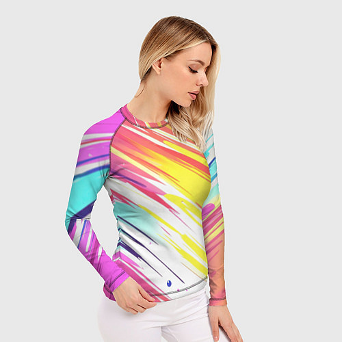 Женский рашгард Брызги краски на белом фоне / 3D-принт – фото 3